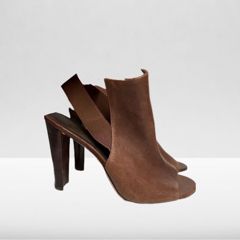 Stuart Weitzman Brown Leather Open Toe Mule High Heel Sandal Size 11